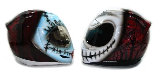 Jack and Sally Nightmare Before Christmas Custom Helmet Painting