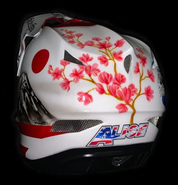 Alise Willoughby Olympic custom painted helmet Japan 5