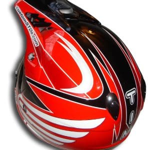 Honda Red Stripes Custom Painted Helmet 1