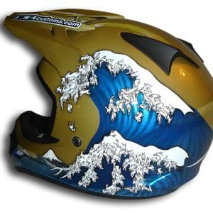 Japanese Wave Bunnies Custom Painted Motorcycle Helmet 1